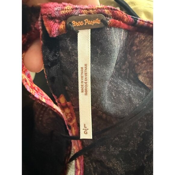 Free People Velvet Paisley Tunic Dress L Pink & Black - Picture 5 of 7